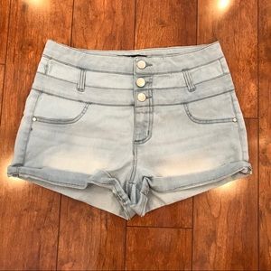 Hi Rise Light Wash Shorts - Closest Clearance